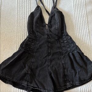 Free people denim black romper size Xs